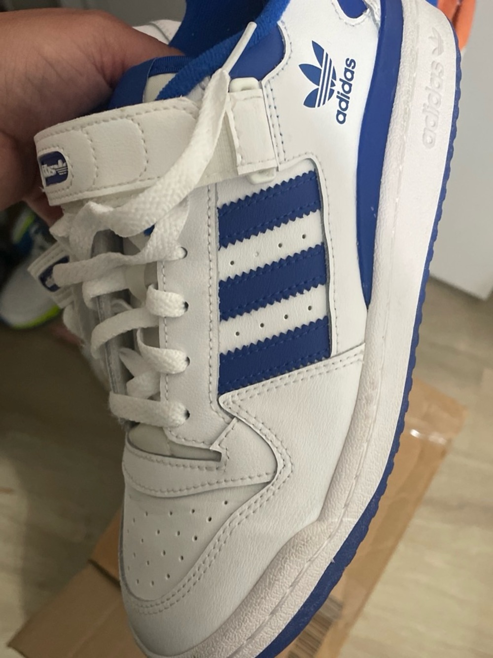 adidas Kids White and Blue Retro Court Sneakers